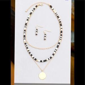 Boho Beaded Necklace Trio with Matching Earrings